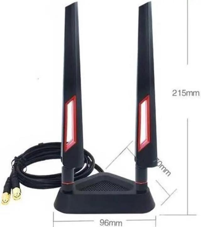 Main image of 2.4GHz 5GHz Dual Band 10 dBi WiFi Antenna, Omni SMA WiFi Antenna Magnetic Base with (200cm/6.66ft )Extension Cable Black/Red