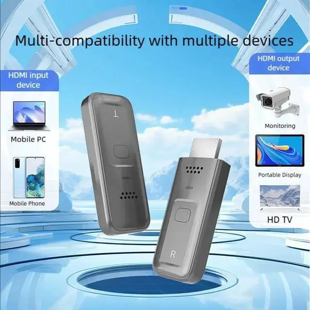 Alt view image 2 of 6 - 5G 1080P 30M/100FT Wireless HDMI Video Audio Transmitter Receiver Extender Display Adapter Dongle For TV Box Monitor Projector PC