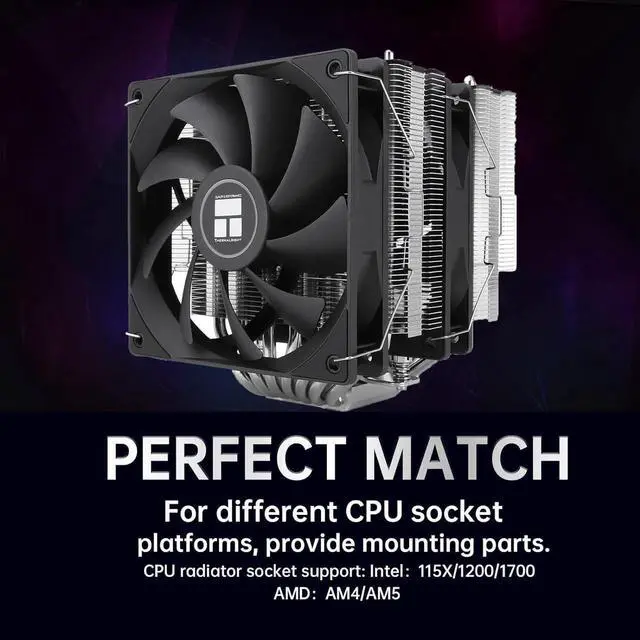 Alt view image 2 of 6 - Thermalright Phantom Spirit 120 SE CPU Air Cooler, 7 Heat Pipes Aluminium Heatsink Cover, for Intel 1700/115X/1200, AMD AM4/AM5