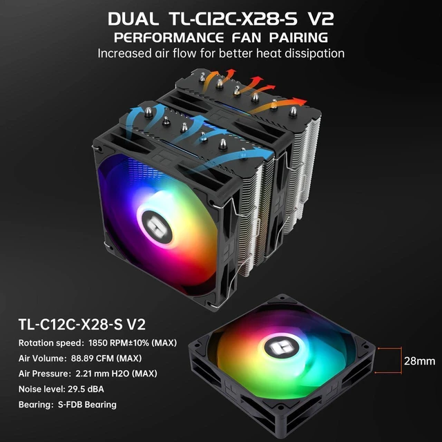Alt view image 6 of 7 - Peerless Assassin 120 SE ARGB V2 CPU Air Cooler - 6 Heat Pipes AGHP GEN 5.0 Technology | 1850RPM PWM 120mm Fans, for Intel 1851/1700/115X/1200, AMD AM4/AM5 Black