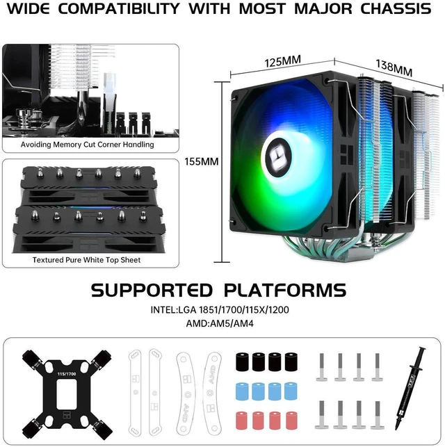 Alt view image 7 of 7 - Peerless Assassin 120 SE ARGB V2 CPU Air Cooler - 6 Heat Pipes AGHP GEN 5.0 Technology | 1850RPM PWM 120mm Fans, for Intel 1851/1700/115X/1200, AMD AM4/AM5 Black