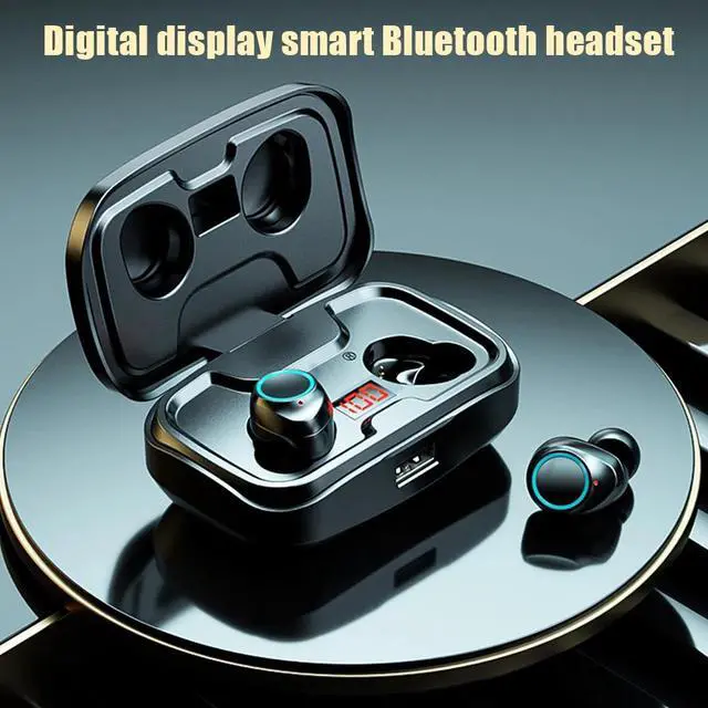 Alt view image 10 of 13 - TWS Bluetooth Earphone with Microphone Fingerprint Touch Wireless Headphones HD Stereo Noise Cancelling Music Earbud Headset