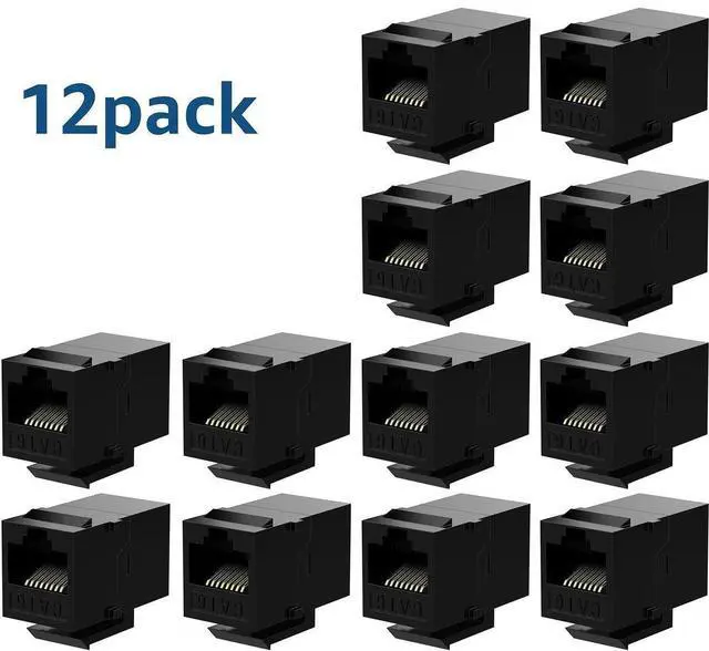 Main image of Rj45 Coupler Cat6 Keystone Jack Inline Coupler Female to Female Insert Coupler 12 Pack Black