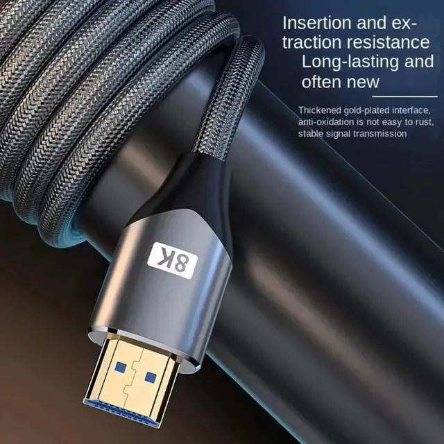 Alt view image 2 of 4 - 8K HDMI 2.1 Cable 6.6FT, 48Gbps Ultra High Speed Black Braided HDMI Cord - Get 4k @ 120Hz On PS5 - Supports 8k @ 60Hz, HDR, eArc, Dolby Vision, & More
