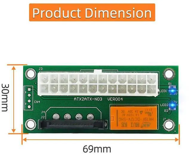 Alt view image 2 of 6 - Newest ATX 24Pin to SATA 15Pin Dual PSU Adapter Power Supply Sync Starter Extender Cable Card For Graphics Card
