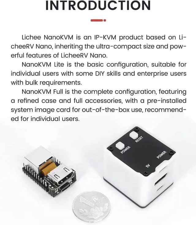 Alt view image 4 of 7 - Sipeed NanoKVM IP-KVM Mini Remote Control Operations Maintenance Server, 2Gbit 256MB DDR3 RISC-V Linux Development Board, 1TOPS NPU 1GHz C906 RISC-V CPU, USB HDMI 100M Network Port (Black Full Kit)