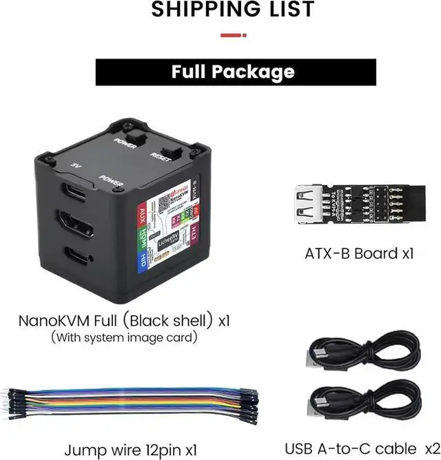 Alt view image 2 of 7 - Sipeed NanoKVM IP-KVM Mini Remote Control Operations Maintenance Server, 2Gbit 256MB DDR3 RISC-V Linux Development Board, 1TOPS NPU 1GHz C906 RISC-V CPU, USB HDMI 100M Network Port (Black Full Kit)
