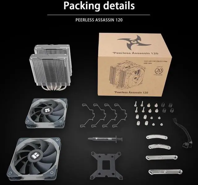 Alt view image 6 of 6 - Thermalright Peerless Assassin 120 CPU Air Cooler, 6 Heat Pipes, Dual 120mm TL-C12 PWM Fan, Aluminium Heatsink Cover, AGHP Technology, for AMD AM4 AM5/Intel LGA 1700/1150/1151/1200/2011/2066 (PA120)