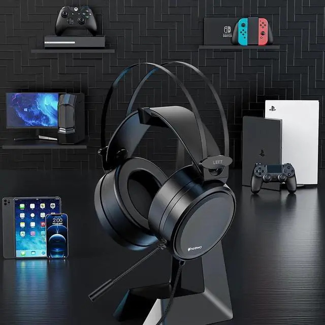 Alt view image 2 of 6 - Wired Gaming Headsets for PS4, Xbox one Stereo Headset Wired PC Gaming Headphones with Noise Canceling Mic, Over Ear Gaming Headphones for PC/MAC/PS4/PS5/Switch/Xbox one (Adapter Not Included)