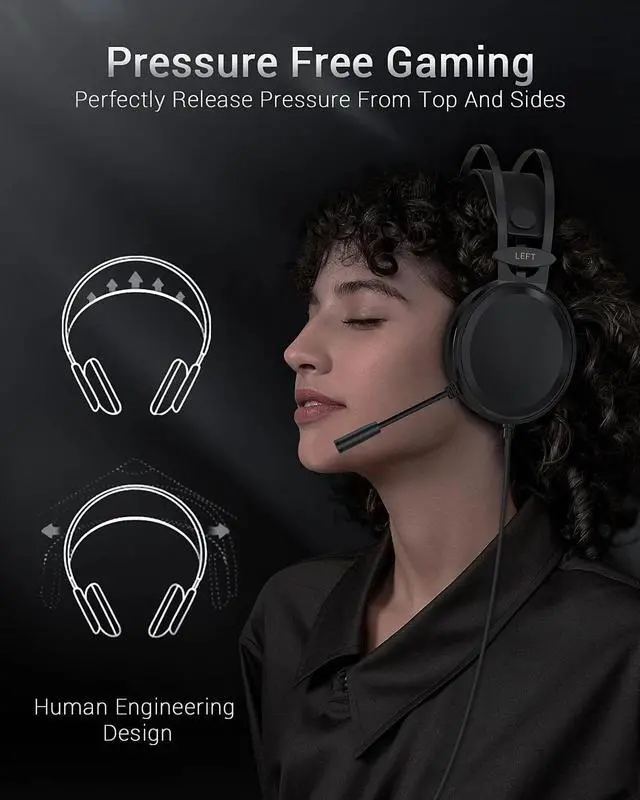Alt view image 5 of 6 - Wired Gaming Headsets for PS4, Xbox one Stereo Headset Wired PC Gaming Headphones with Noise Canceling Mic, Over Ear Gaming Headphones for PC/MAC/PS4/PS5/Switch/Xbox one (Adapter Not Included)