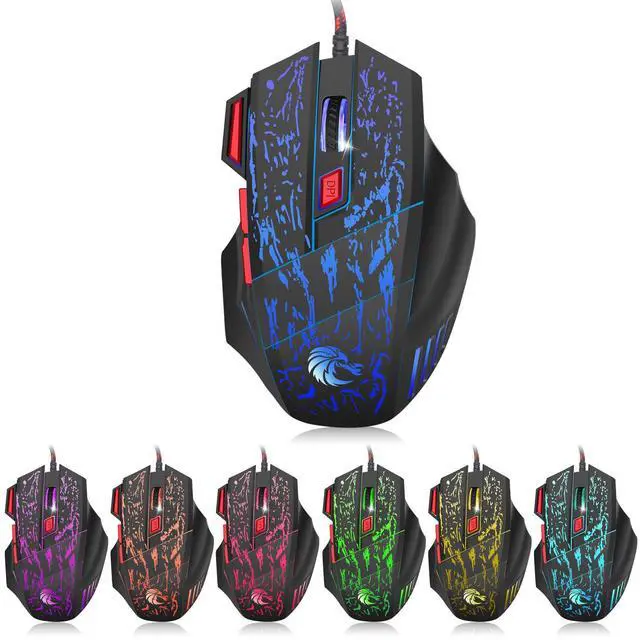 Alt view image 2 of 4 - Gaming Keyboard and Mouse Combo, LED Backlit Keyboard, USB Wired Gaming Mouse, 3 Color Blue/Red/Purple LED Backlit Crack Keyboard and Mouse Set for Gamer Office