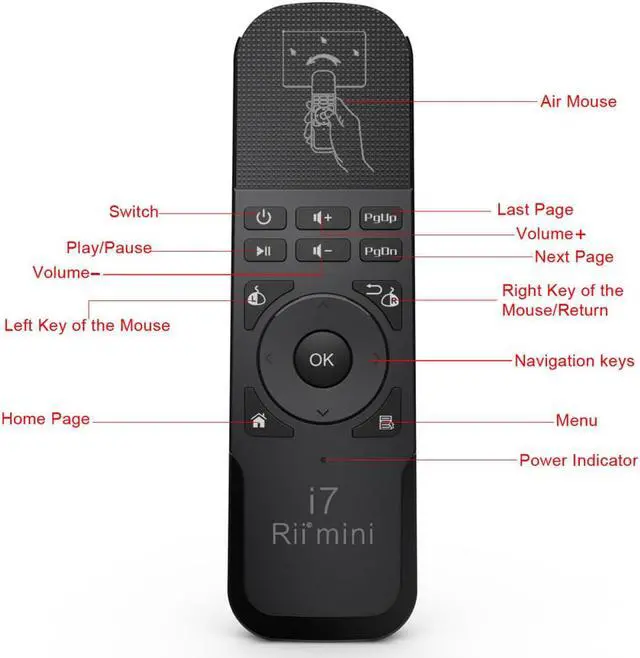 Alt view image 2 of 6 - Mini i7 Fly Air Mouse USB 2.4Ghz Wireless Remote Control for PC/Smart TV/Android TV Box/TV Dongle Gyroscope PS3 Motion Sensing