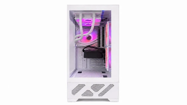 Alt view image 5 of 6 - UNIWAY GAMING Aurora Series - Ryzen 7 5700X, RTX5060, 32GB RAM, 1TB NVMe SSD, Build-in LCD Screen, AIO Liquid Cooler, Windows11 Pro, AIReady, 1Year Warranty - Black RTX5060 White