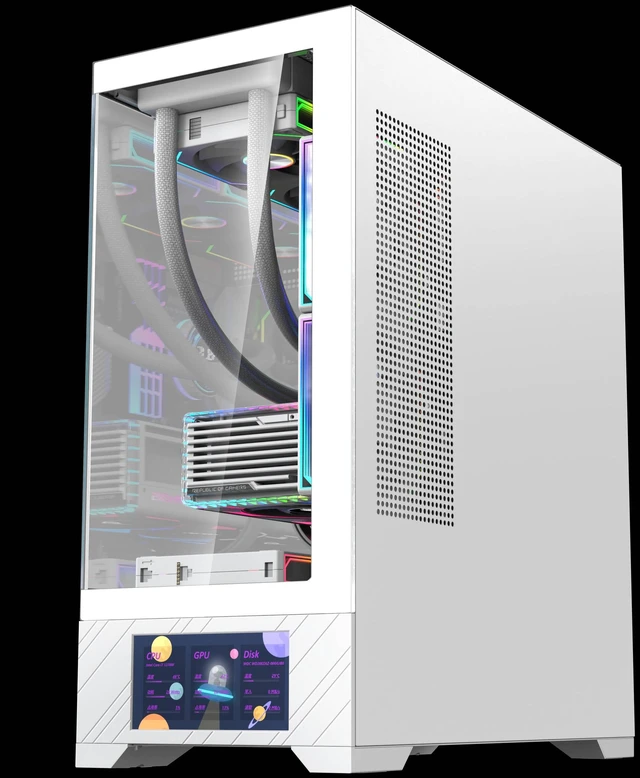 Alt view image 6 of 6 - UNIWAY GAMING Aurora Series - Ryzen 7 5700X, RTX5060, 32GB RAM, 1TB NVMe SSD, Build-in LCD Screen, AIO Liquid Cooler, Windows11 Pro, AIReady, 1Year Warranty - Black RTX5060 White