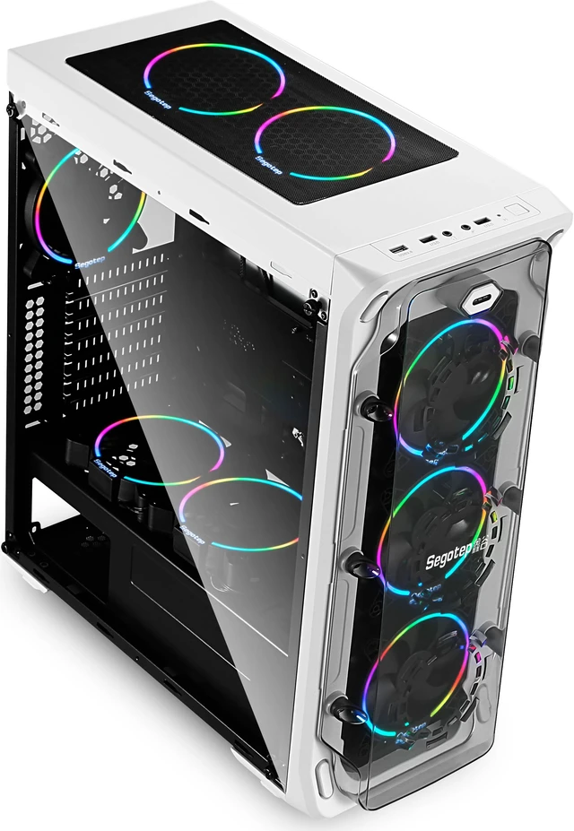 Case Pc Setigit Segotep LUX Gaming Computer Case PC White - USB 3.0 Support ATX / Micro ...