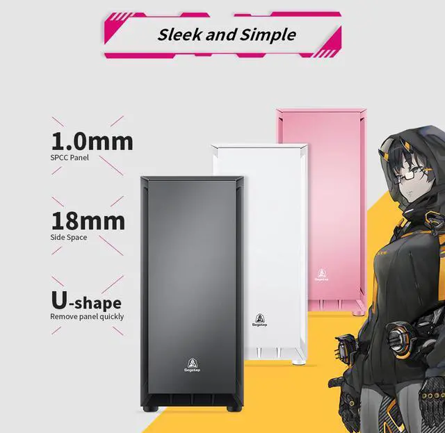 Alt view image 2 of 7 - Segotep GANK 5 ATX Micro-ATX, MINI-ITX Mid Case USB3.0 Port, 1.0mm SPCC Steel Plate, Support Liquid Cooling, Gaming Case