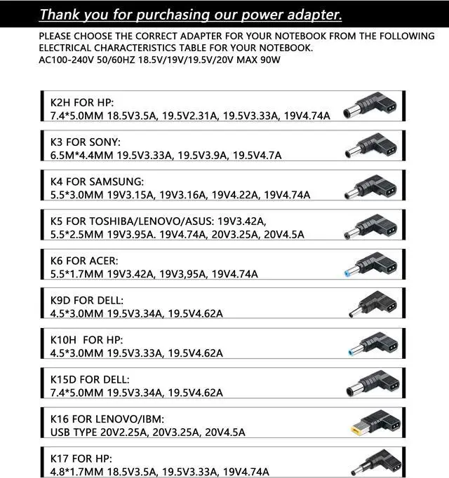 Alt view image 2 of 2 - Universal 90W Laptop Charger AC Adapter 10 Tips for HP DELL LENOVO SAMSUNG ASUS MSI ACER SONY LG TOSHIBA worldwide use power supply