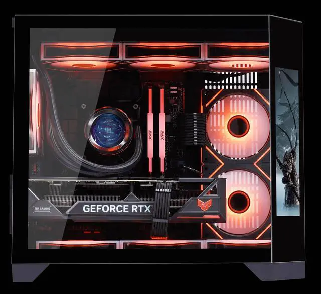 Alt view image 3 of 4 - Uniway Gaming Desktop AMD Ryzen7 9700X Core/ Liquid Cooled /32G DDR5 Ram/ NVIDIA RTX5070 AI Powered /1TB M.2 NVMe SSD/ Win11 Pro with Side Display Screen Ryzen 7 9700X Black RTX5070