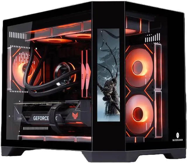 Alt view image 2 of 4 - Uniway Gaming Desktop AMD Ryzen7 9700X Core/ Liquid Cooled /32G DDR5 Ram/ NVIDIA RTX5070 AI Powered /1TB M.2 NVMe SSD/ Win11 Pro with Side Display Screen Ryzen 7 9700X Black RTX5070