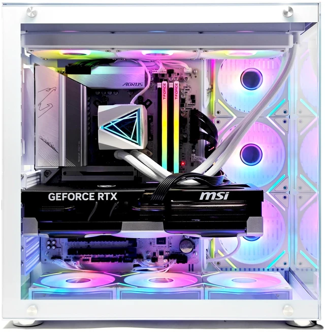 Alt view image 4 of 6 - Uniway Gaming Desktop AMD Ryzen7 9700X Core/ Liquid Cooled /32G DDR5 Ram/ NVIDIA RTX5070 /1TB M.2 NVMe SSD/ Win11 Pro White Ryzen5 9600X
