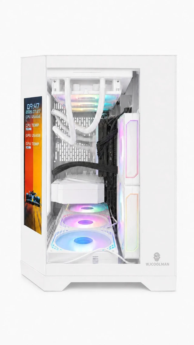 Alt view image 2 of 5 - Uniway Gaming Desktop AMD Ryzen7 7800X3D Core/ Liquid Cooled /32G DDR5 Ram/ NVIDIA RTX5070 AI Powered /1TB M.2 NVMe SSD/ Win11 Pro with Side Display Screen