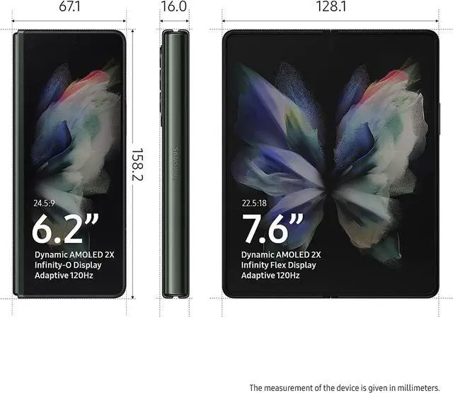 Alt view image 3 of 3 - Samsung Galaxy Z Fold3 5G - 512GB ROM + 12GB RAM (GSM | CDMA) Factory Unlocked US Version 5G Smartphone (Phantom Green) - Grade A+