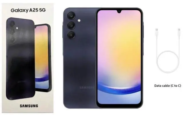 Main image of Samsung Galaxy A25 5G - 128GB GSM UNLOCKED(AT&T I T-Mobile) 6.5 in 6GB RAM Prepaid Phone - Blue Black - Grade A with BOX!!