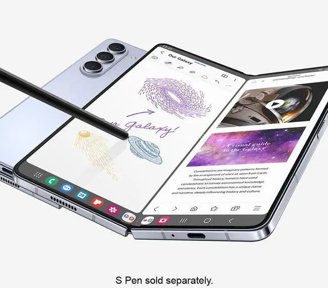 Alt view image 5 of 5 - Samsung Galaxy Z Fold5 AI Phone, 1TB Unlocked Android Smartphone, Icy Blue Big 7.6 Screen - Grade A