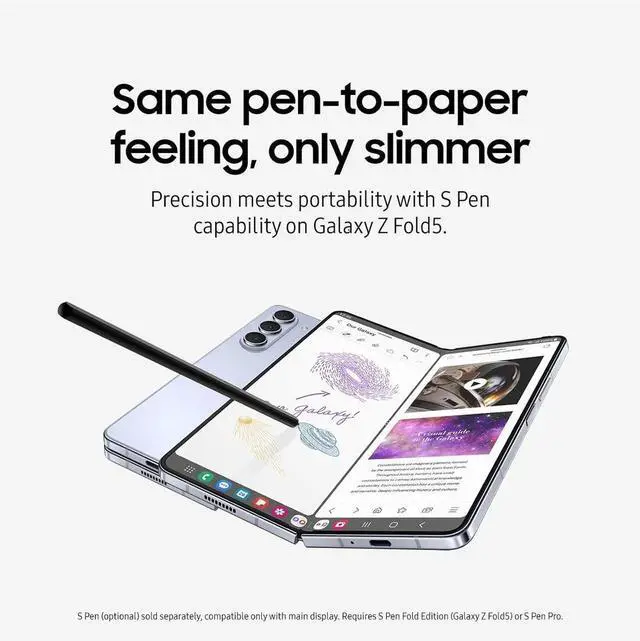 Alt view image 3 of 4 - Samsung Galaxy Z Fold5 AI Phone, 512 GB I 12GB RAM Unlocked Android Smartphone, Gray Color Big 7.6 Screen - Good Condition