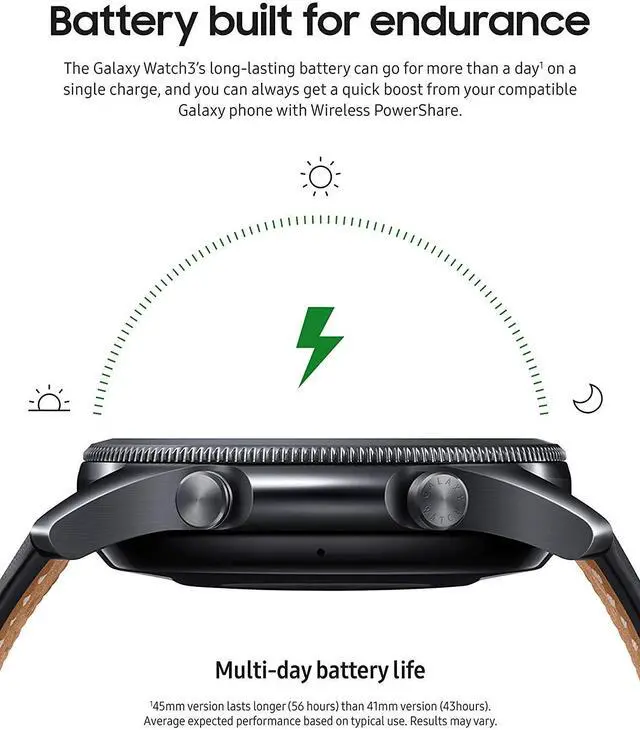 Alt view image 3 of 7 - Samsung Galaxy Watch3 GPS Smartwatch (Bluetooth, 45mm, Mystic Black) (Grade A)