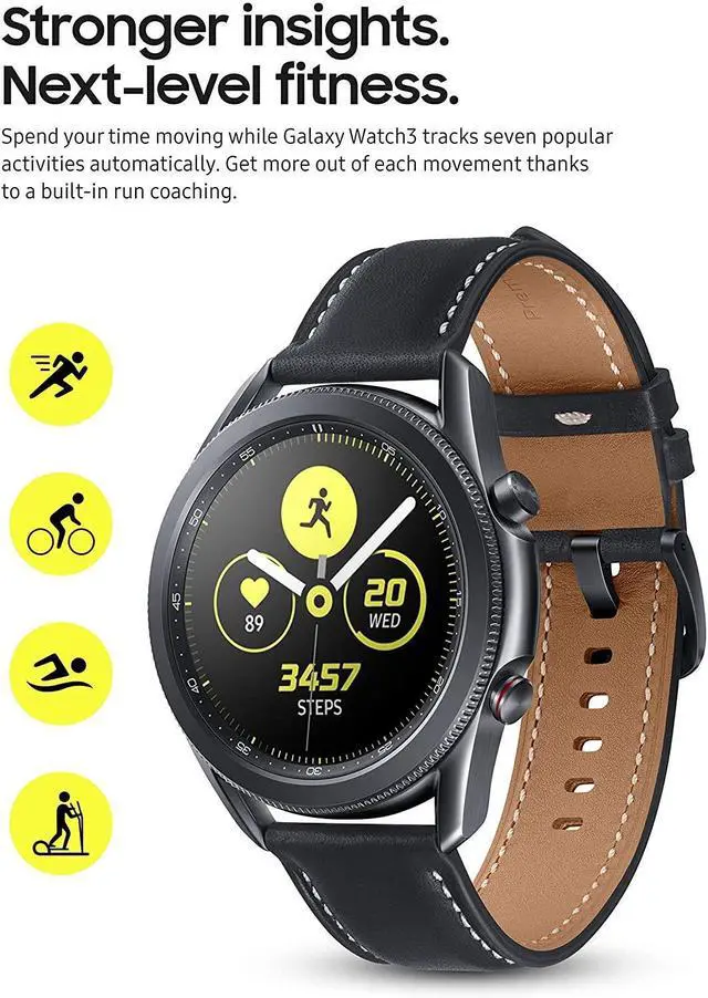 Alt view image 4 of 7 - Samsung Galaxy Watch3 GPS Smartwatch (Bluetooth, 45mm, Mystic Black) (Grade A)