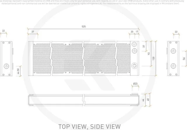 Alt view image 7 of 14 - EK-Quantum Surface P480M 480mm Radiator - Black