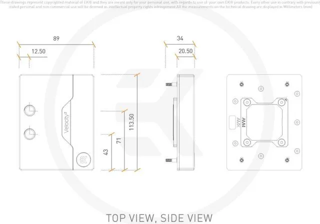 Alt view image 7 of 14 - EK-Quantum Velocity² D-RGB CPU Water Block - AM5 Nickel + Acetal