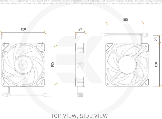 Alt view image 7 of 14 - EK-Loop Fan FPT 120 D-RGB - 120mm Black (550-2300rpm)