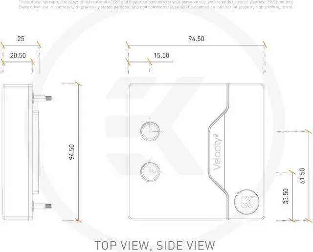 Alt view image 7 of 7 - EK-Quantum Velocity² D-RGB CPU Water Block - 1200 Nickel + Plexi