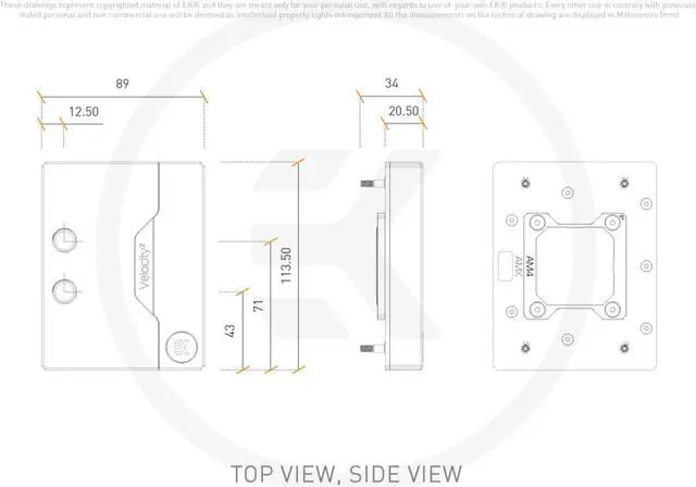 Alt view image 7 of 14 - EKWB EK-Quantum Velocity² D-RGB CPU Water Block - AM5 Nickel + Plexi