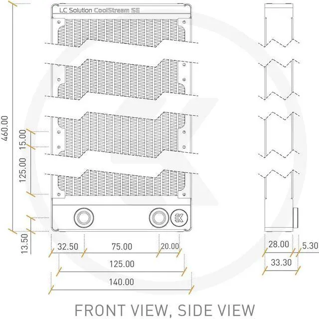 Alt view image 4 of 7 - EKWB EK-CoolStream SE 420 Radiator, Slim Triple, Black