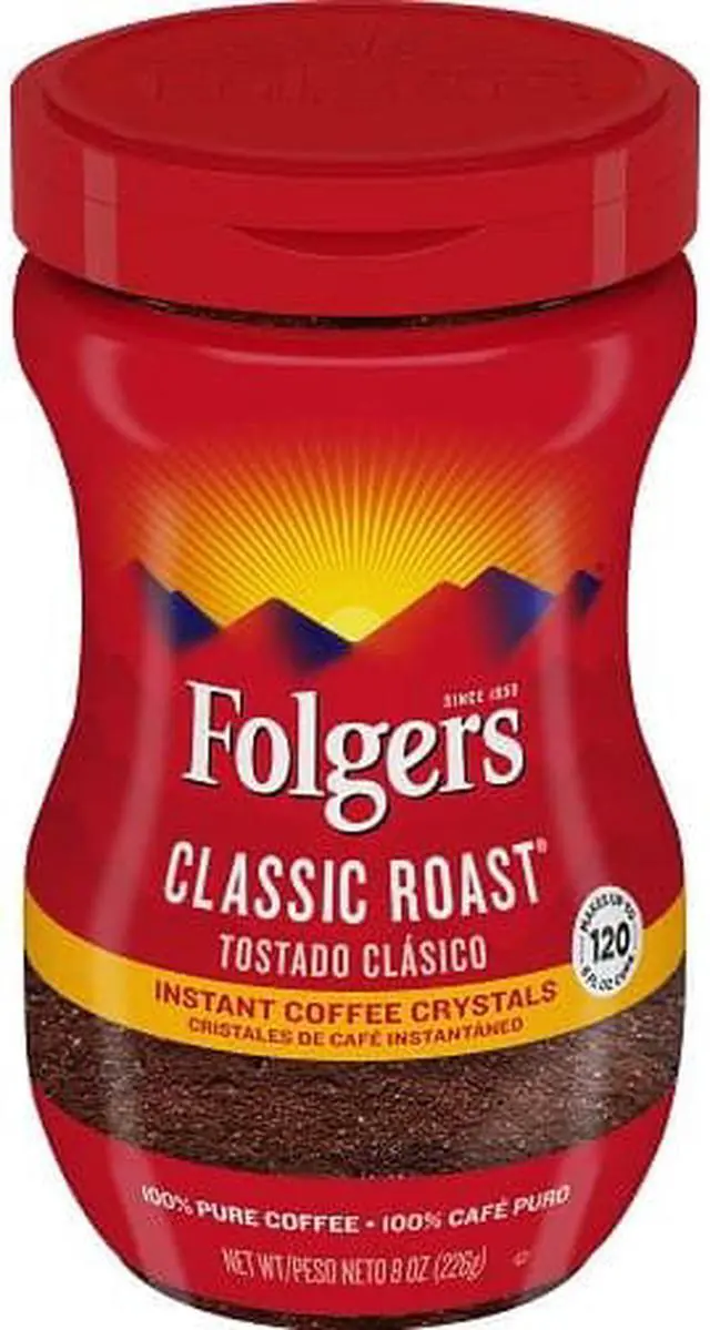Alt view image 4 of 5 - Instant Coffee Crystals Folgers Regular 8 oz Dark Brown 20629