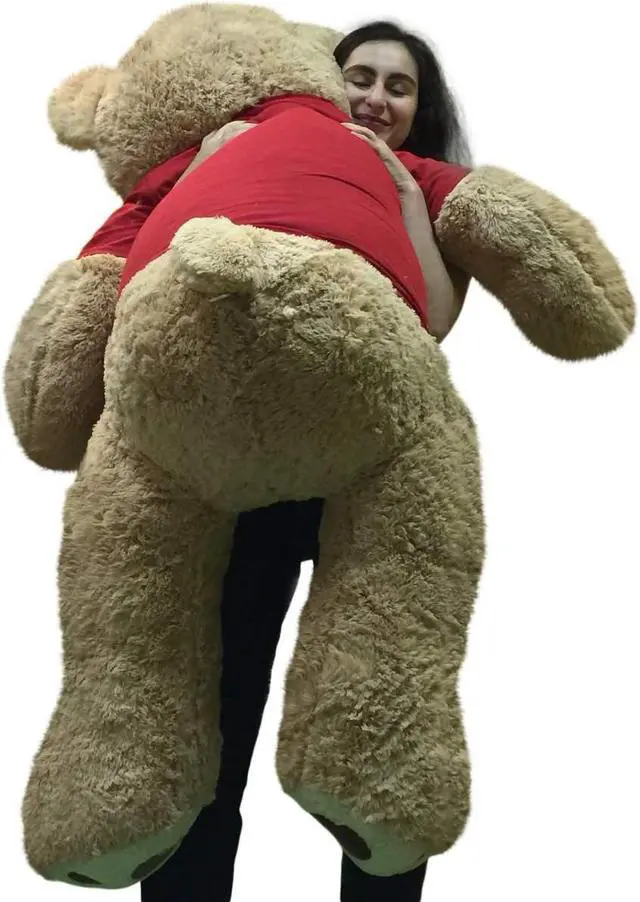 Alt view image 4 of 7 - I'm Sorry Giant Teddy Bear 5 Feet Tall Tan Color Soft Wears T shirt that says I'M SORRY