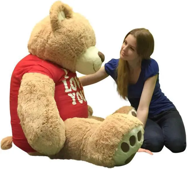 Alt view image 7 of 8 - I Love You Giant 5 Foot Teddy Bear Soft 60 Inch Wears I Love You T-shirt Weighs 16 Pounds