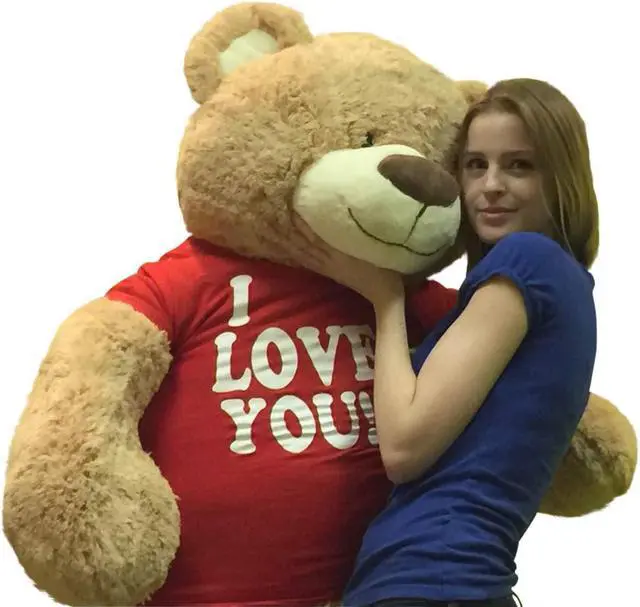 Alt view image 2 of 8 - I Love You Giant 5 Foot Teddy Bear Soft 60 Inch Wears I Love You T-shirt Weighs 16 Pounds