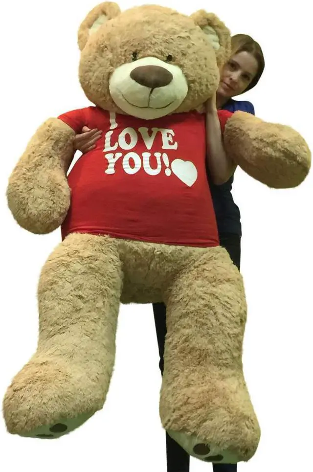 Alt view image 3 of 8 - I Love You Giant 5 Foot Teddy Bear Soft 60 Inch Wears I Love You T-shirt Weighs 16 Pounds