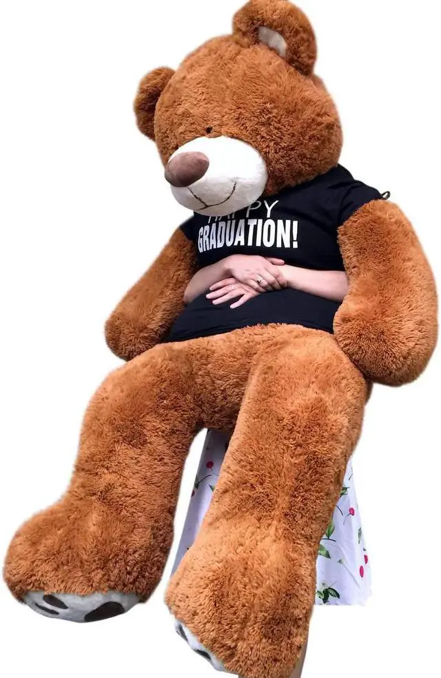 Alt view image 5 of 7 - Big Plush 5 Foot  Graduation Teddy Bear Soft, Cinnamon Color, T shirt says HAPPY GRADUATION