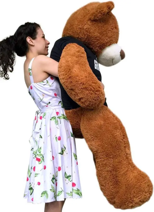 Alt view image 4 of 7 - Big Plush 5 Foot  Graduation Teddy Bear Soft, Cinnamon Color, T shirt says HAPPY GRADUATION