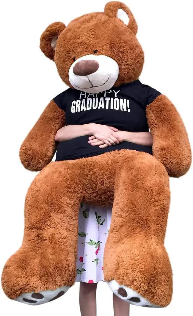 Alt view image 6 of 7 - Big Plush 5 Foot  Graduation Teddy Bear Soft, Cinnamon Color, T shirt says HAPPY GRADUATION