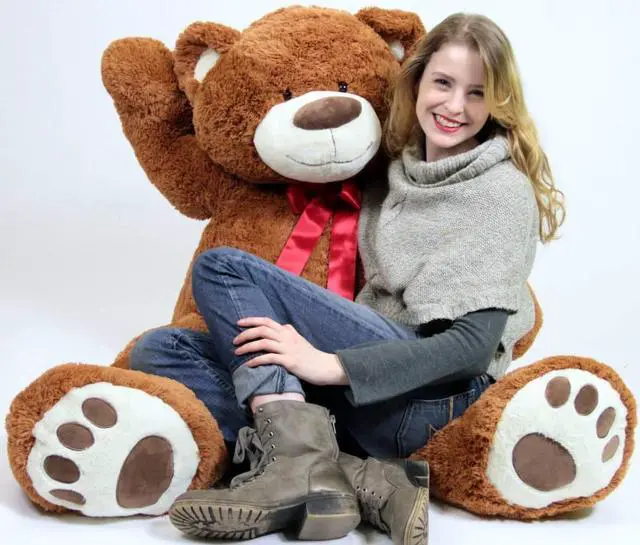 Alt view image 3 of 7 - 5 Foot Very Big Smiling Teddy Bear 60 Inch Soft Brown Giant Stuffed Animal with Bigfoot Paws