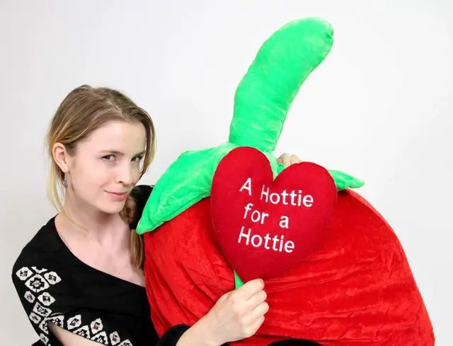 Alt view image 2 of 3 - Big Plush Hot Pepper 6 Foot Soft Huge 72 Inch, Embroidered Heart Says A HOTTIE FOR A HOTTIE