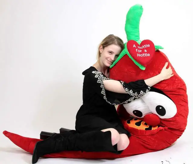 Alt view image 3 of 3 - Big Plush Hot Pepper 6 Foot Soft Huge 72 Inch, Embroidered Heart Says A HOTTIE FOR A HOTTIE