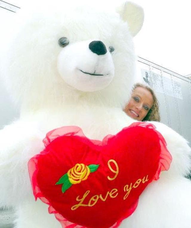 Alt view image 5 of 7 - 6 Foot Teddy Bear Giant White Teddybear With I Love You Heart Soft 72 Inch Made in USA