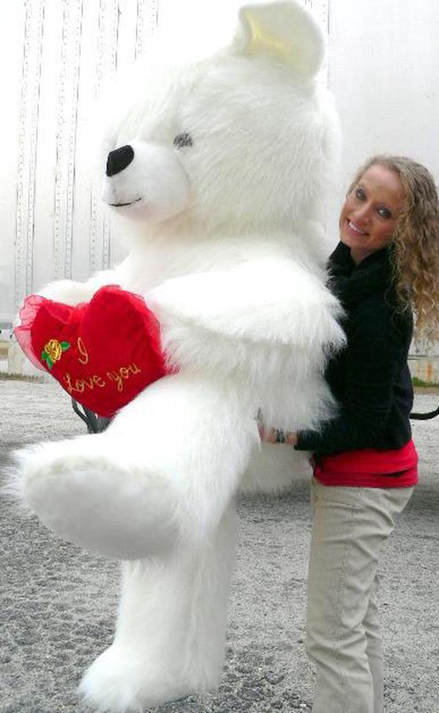 Alt view image 4 of 7 - 6 Foot Teddy Bear Giant White Teddybear With I Love You Heart Soft 72 Inch Made in USA